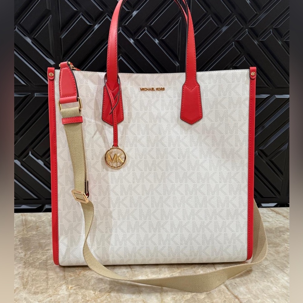 Michael Kors Maple Signature Logo LG Tote Bag - Spiced Coral